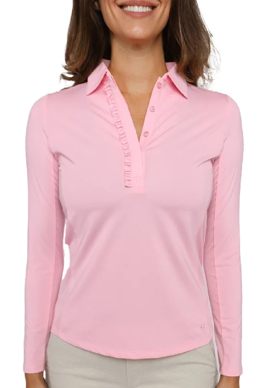 Savings Galore Light Pink Long Sleeve Ruffle Polo