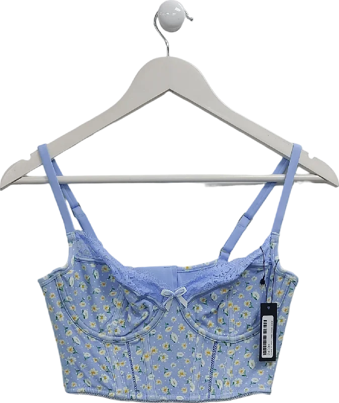 Deal Explosion Lounge Underwear Blue Sweet Longline Bra UK 34D