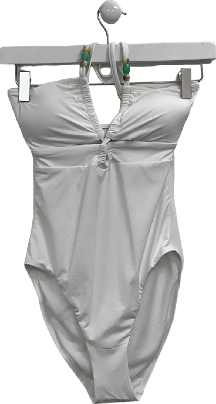 Markdown Madness M&S White Bandeau Bikini With Beads UK 8