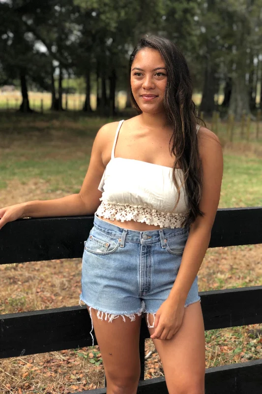 Big Discounts Mahala Cotton & Lace Crop Top