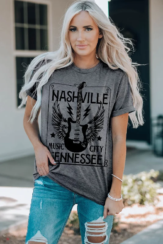 Steals and Deals NASHVILLE TENNESSEE Cuffed Round-Neck Tee