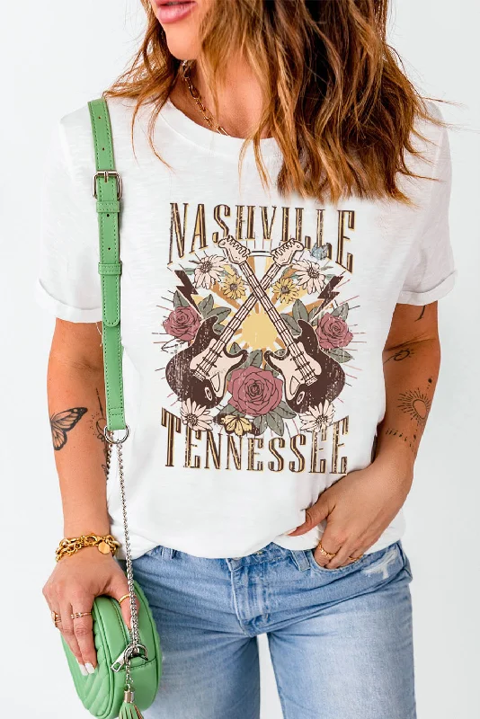 Overstock NASHVILLE TENNESSEE Cuffed Tee Shirt
