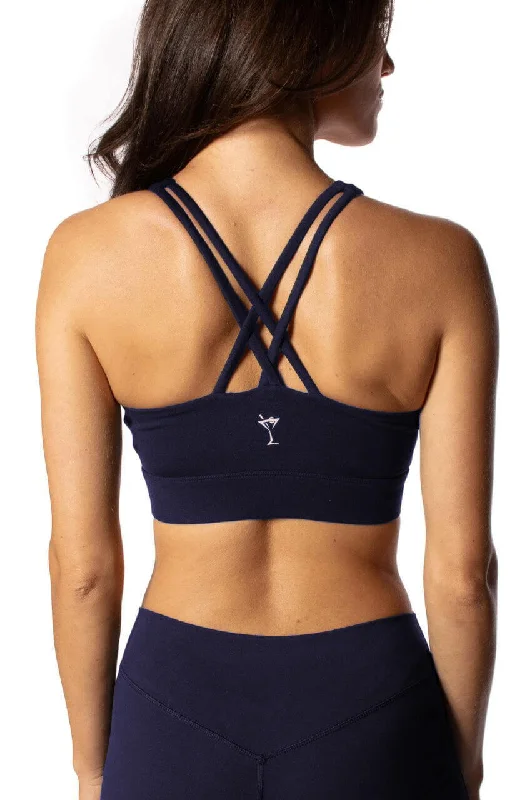 Overstock Sale Navy Crossover Sports Bra
