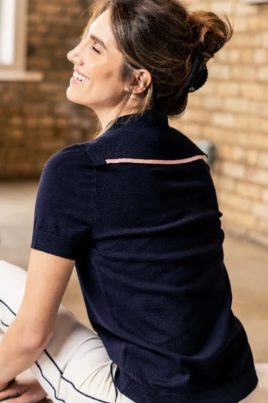 Super Savings Navy/Light Pink Short Sleeve Sweater