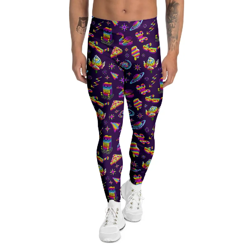 Big Discounts 3D Pixel Cartoon Print Pattern Men's Leggings