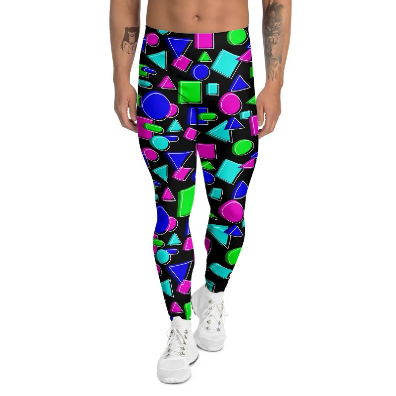 Discount Days Abstract Neon Geometric Print Pattern Men's Leggings