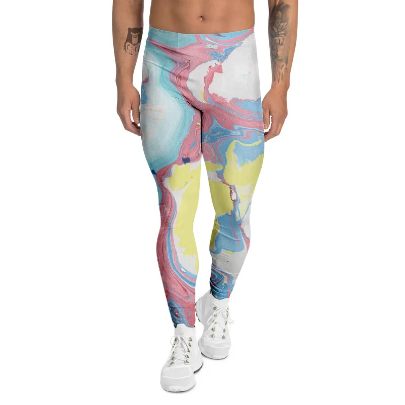 Mega Deal Abstract Pastel Texture Marble Print Men's Leggings