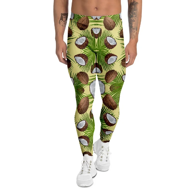 Limited Stock Abstract Tropical Coconut Print Pattern Men's Leggings