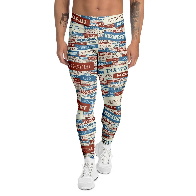 Stock Clearance Accounting Vintage Color Print Men's Leggings