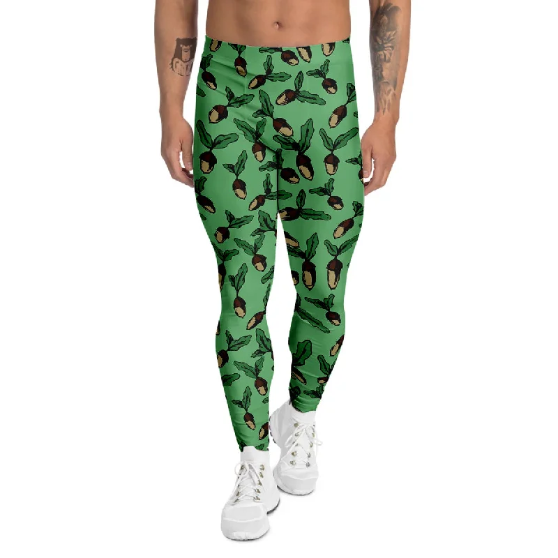 New Markdowns Acorn Green Print Pattern Men's Leggings