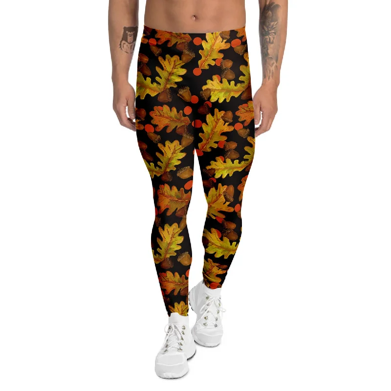 Massive Deals Acorn Leaf Print Pattern Men's Leggings