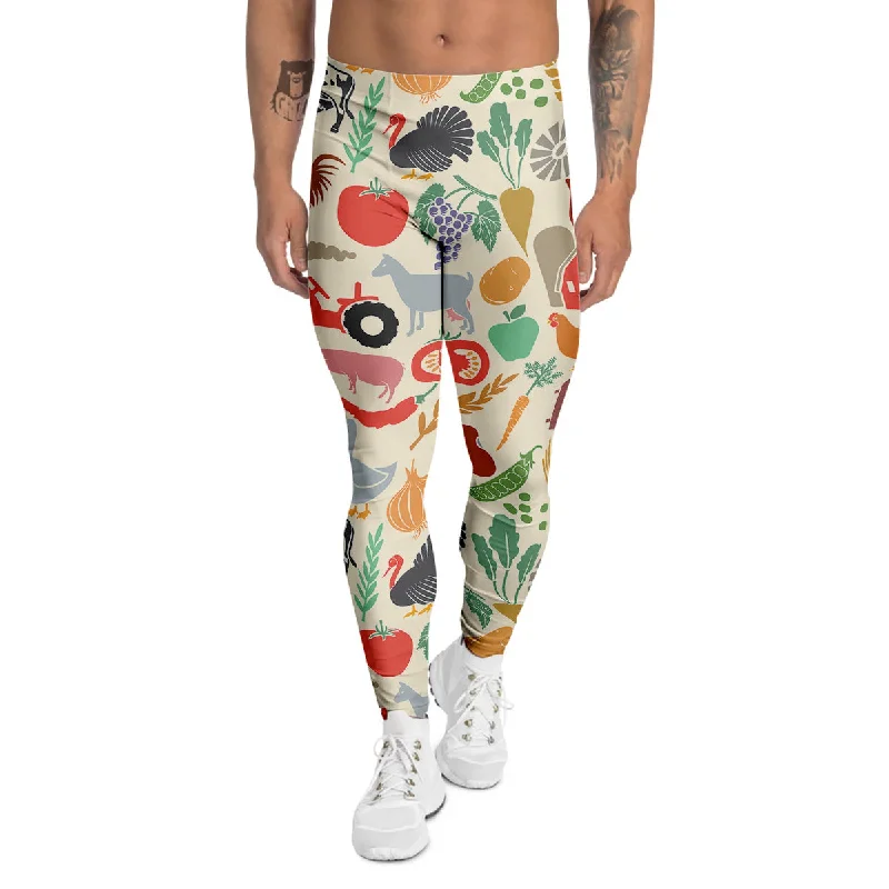 Deal Dash Agriculture Farming Colorful Print Pattern Men's Leggings