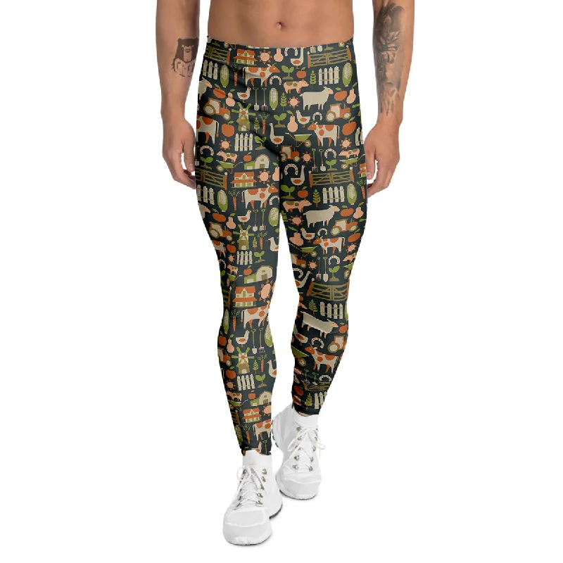 Closeout Agriculture Farming Print Pattern Men's Leggings
