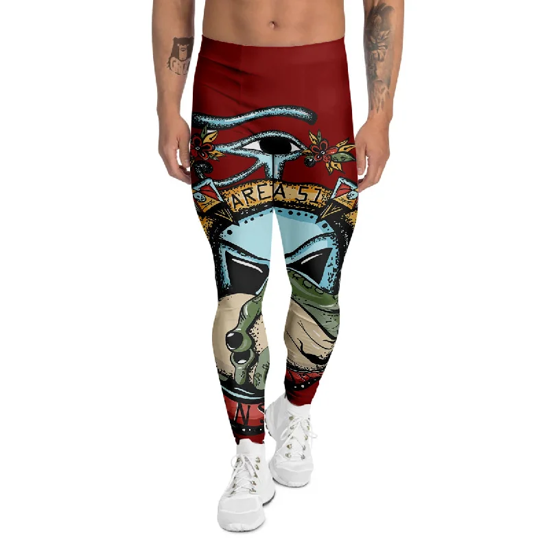 Big Savings Aliens Area 51 Print Men's Leggings