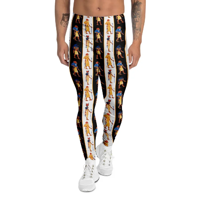 Price Reduction Ancient Egypt Stripe Print Pattern Men's Leggings