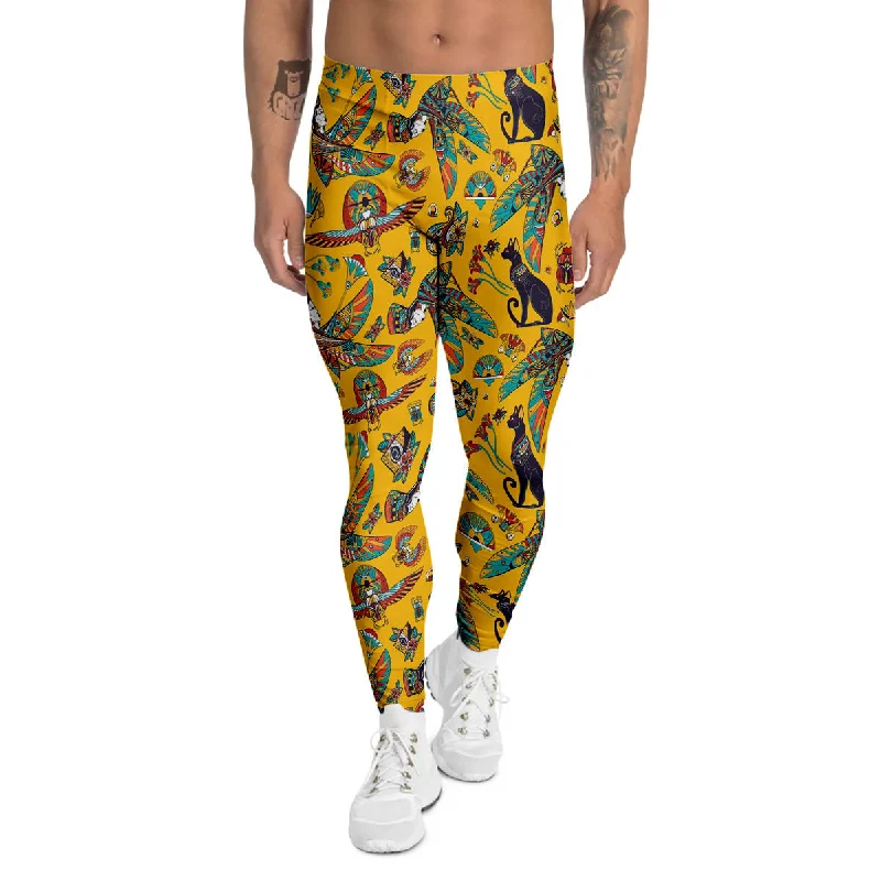 New Deals Ancient Egypt Yellow Print Pattern Men's Leggings