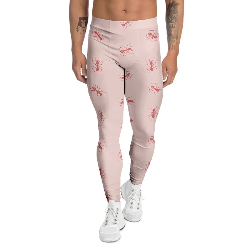 Deep Discounts Ant Red Pink Print Pattern Men's Leggings