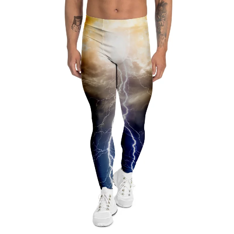 Savings Alert Apocalyptic Lightnings Print Men's Leggings
