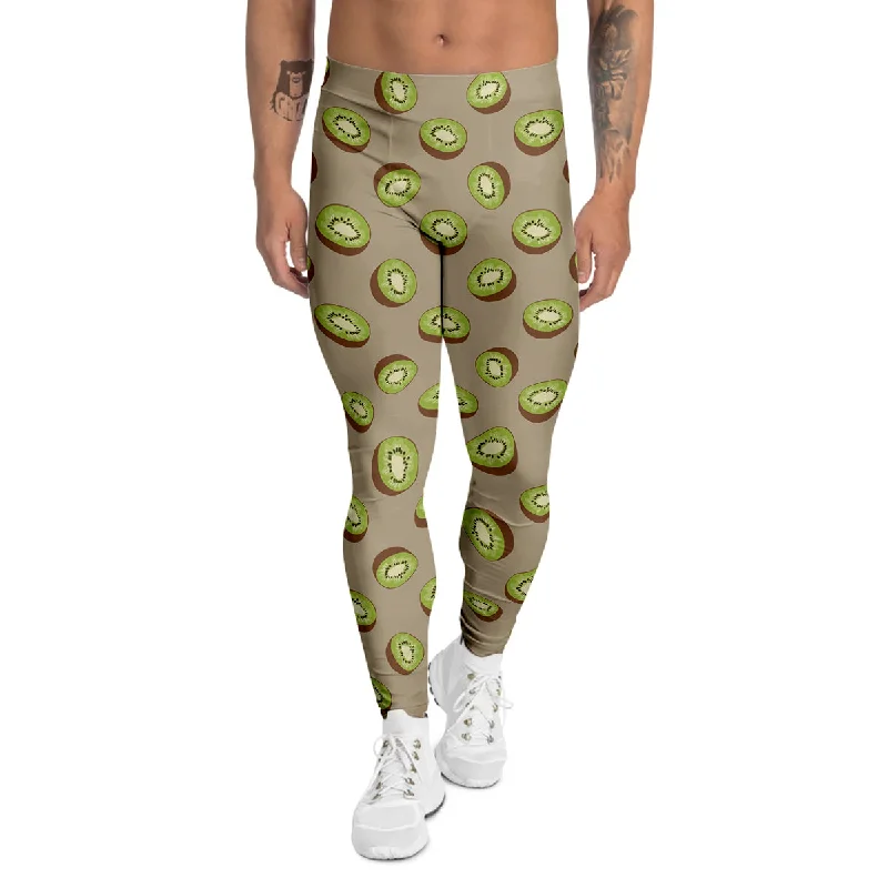 Get It Before It’s Gone Brown And Kiwi Print Pattern Men's Leggings