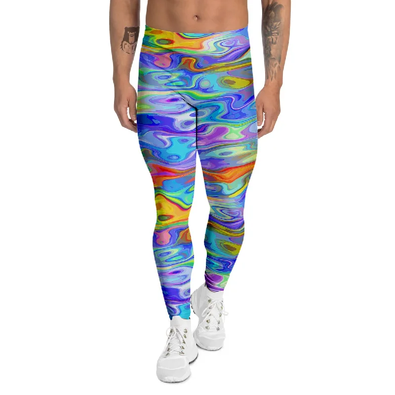 Price Drop Alert Colorful Tie Dye Wavy Hippie Print Men's Leggings