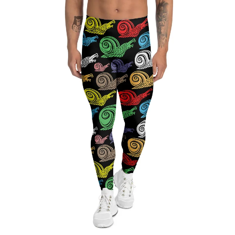 Quick Sale Cute Snails Colorful Print Pattern Men's Leggings