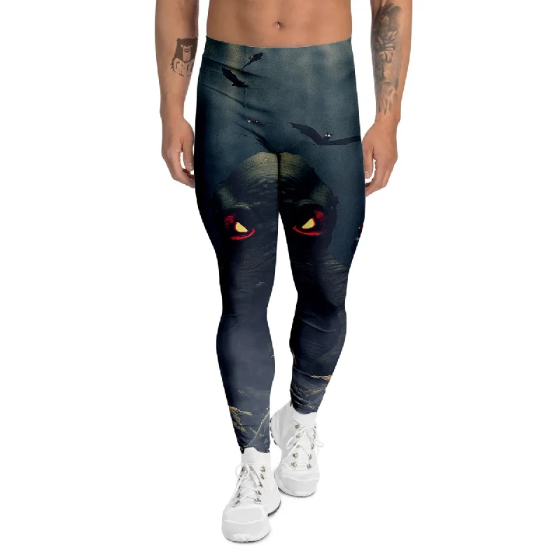 Low Prices Dark Cthulhu Octopus And Bones Print Men's Leggings