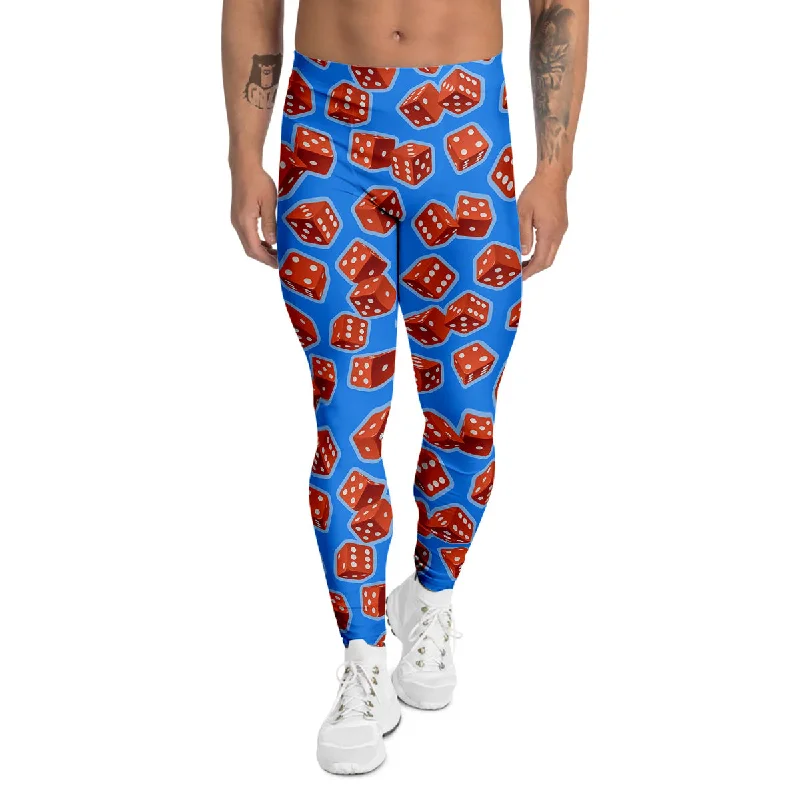 Can't Miss Dice Blue And Red Print Pattern Men's Leggings