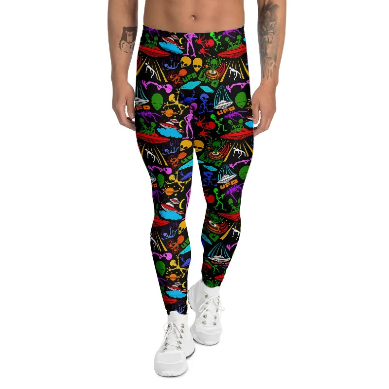 Mega Deal Extraterrestrial Aliens Colorful Print Pattern Men's Leggings