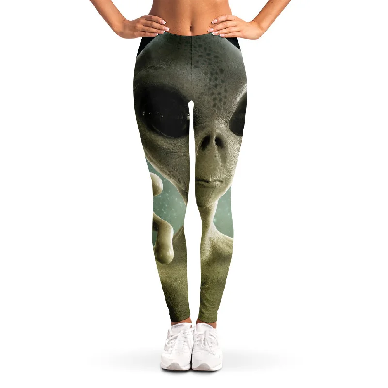 Don't Wait Grey Alien 3D Print Women's Leggings