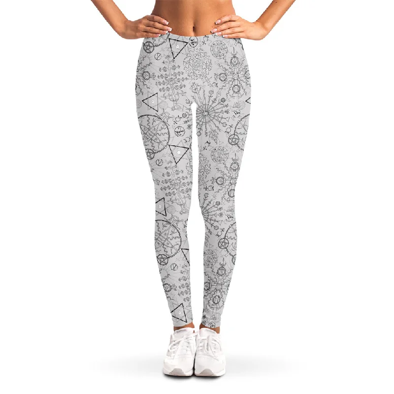 Bargain Blast Grey And Black Mystical Wiccan Print Women's Leggings