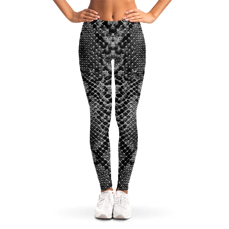 Deal Dash Grey And Black Snakeskin Print Women's Leggings