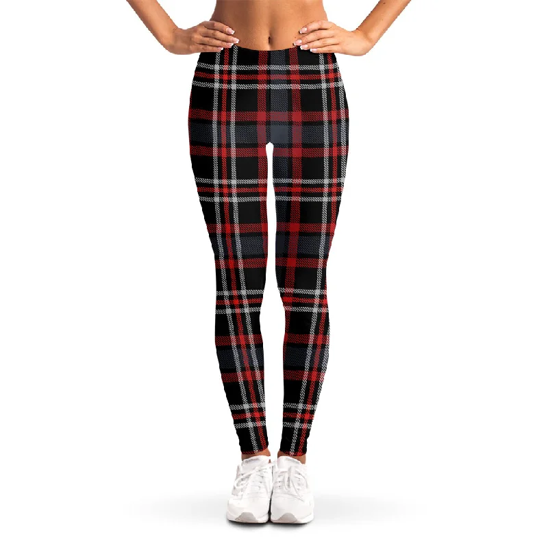 Buy More, Save More Grey Black And Red Scottish Plaid Print Women's Leggings