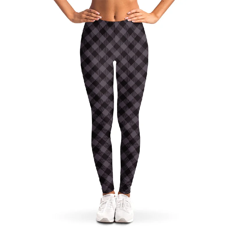Get It Before It’s Gone Grey Buffalo Plaid Pattern Print Women's Leggings