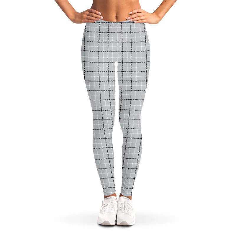 Year-End Sale Grey Tattersall Pattern Print Women's Leggings