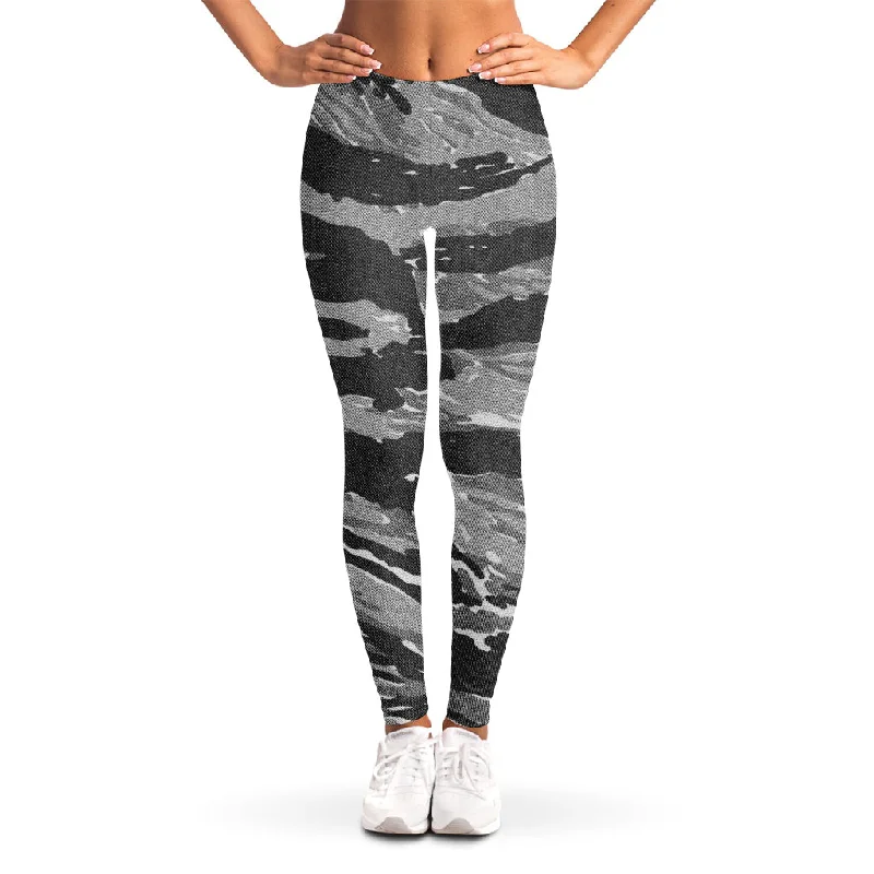 Unbeatable Prices Grey Tiger Stripe Camouflage Print Women's Leggings