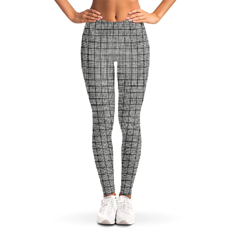 Today’s Deal Grey Windowpane Pattern Print Women's Leggings