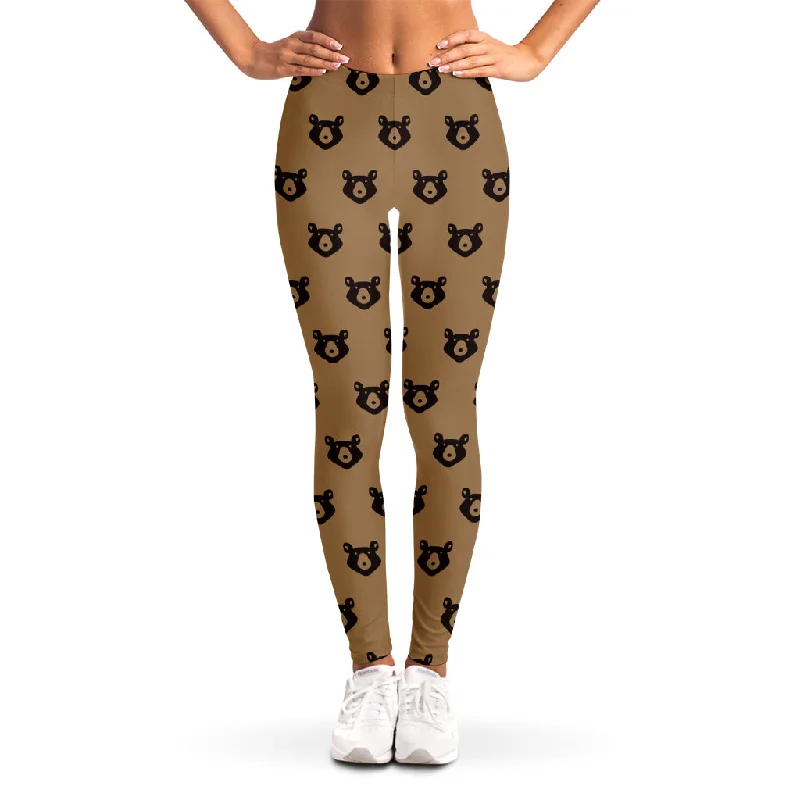 Stock Clearance Grizzly Bear Pattern Print Women's Leggings