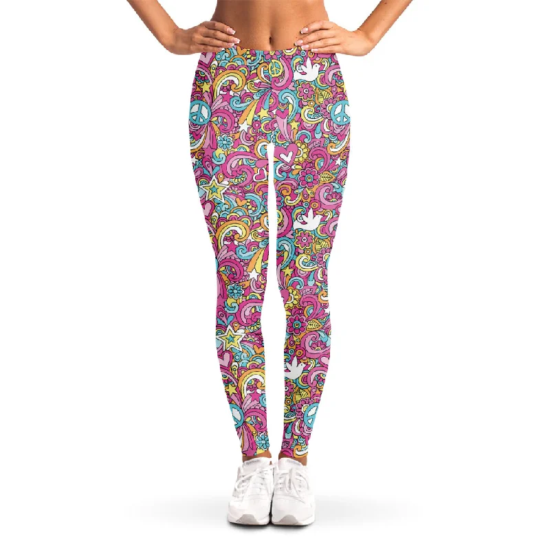 Savings Galore Groovy Girly Peace Pattern Print Women's Leggings