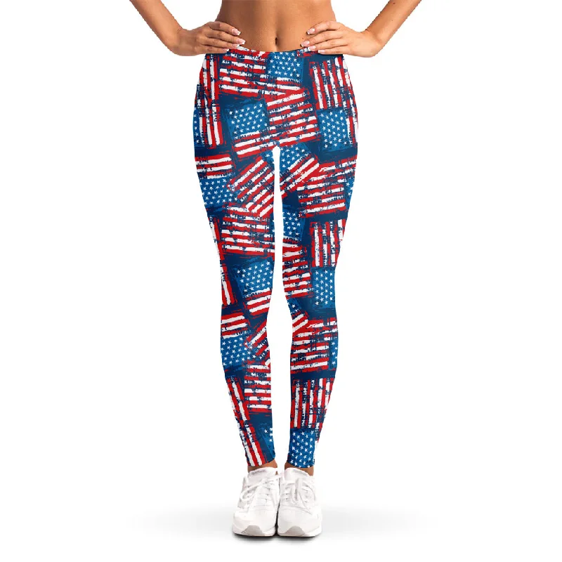 New Markdowns Grunge American Flag Pattern Print Women's Leggings