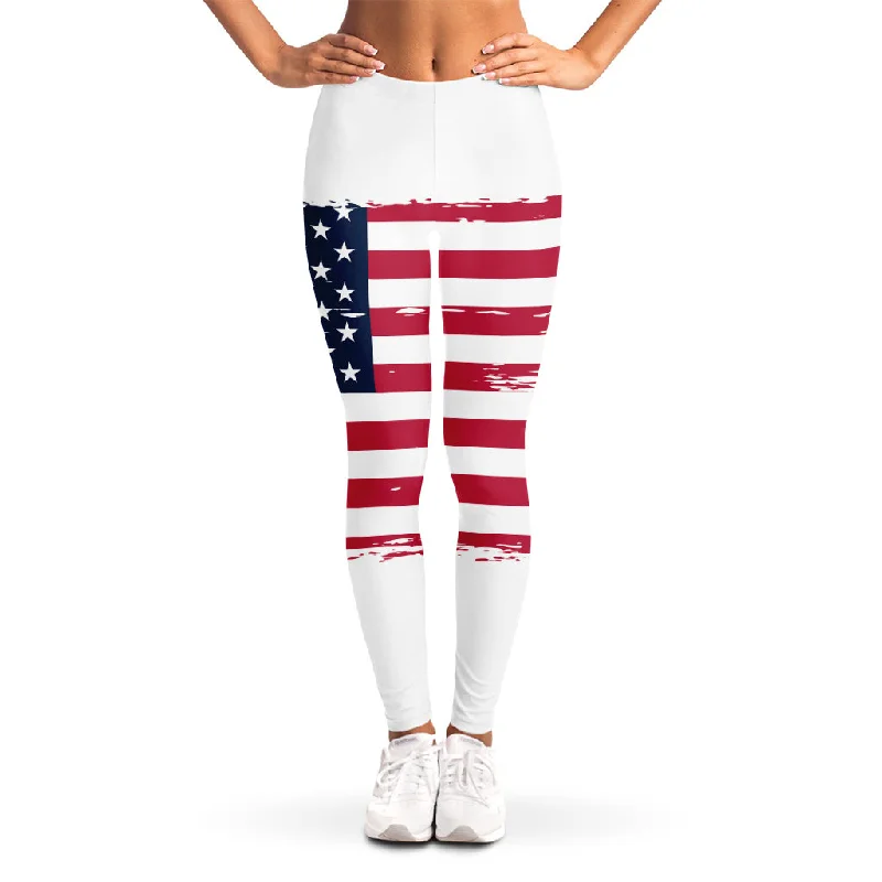 Overstock Grunge Flag Of USA Print Women's Leggings
