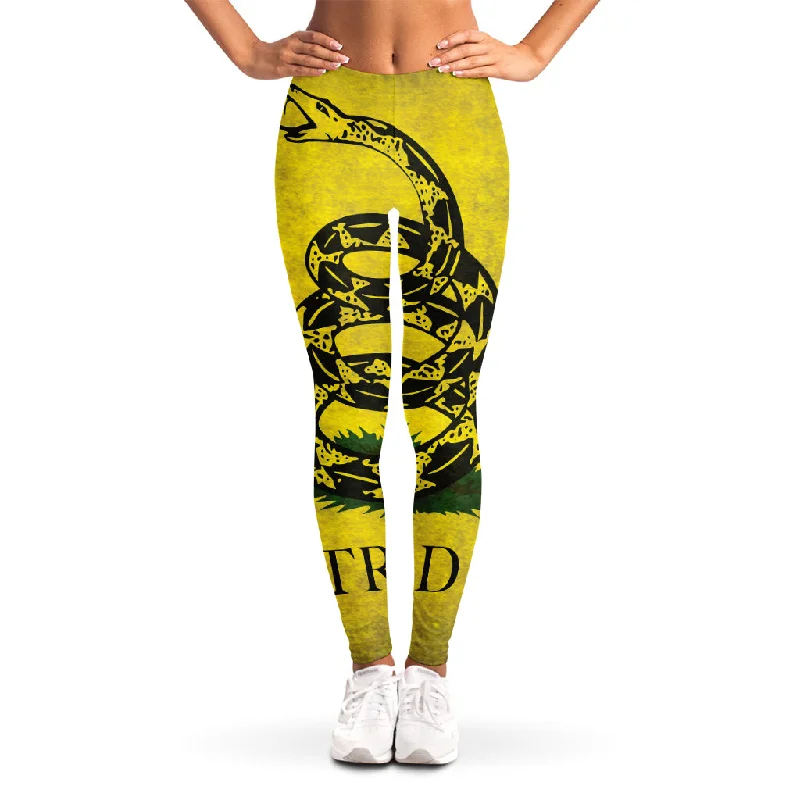 Midnight Madness Grunge Gadsden Flag Print Women's Leggings