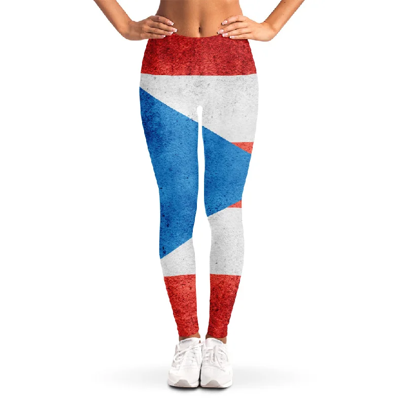 Final Clearance Grunge Puerto Rican Flag Print Women's Leggings