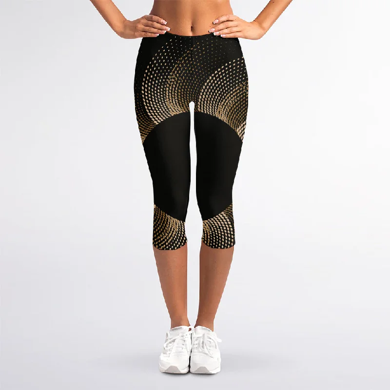 Markdown Madness Halftone Dot Sun Print Women's Capri Leggings