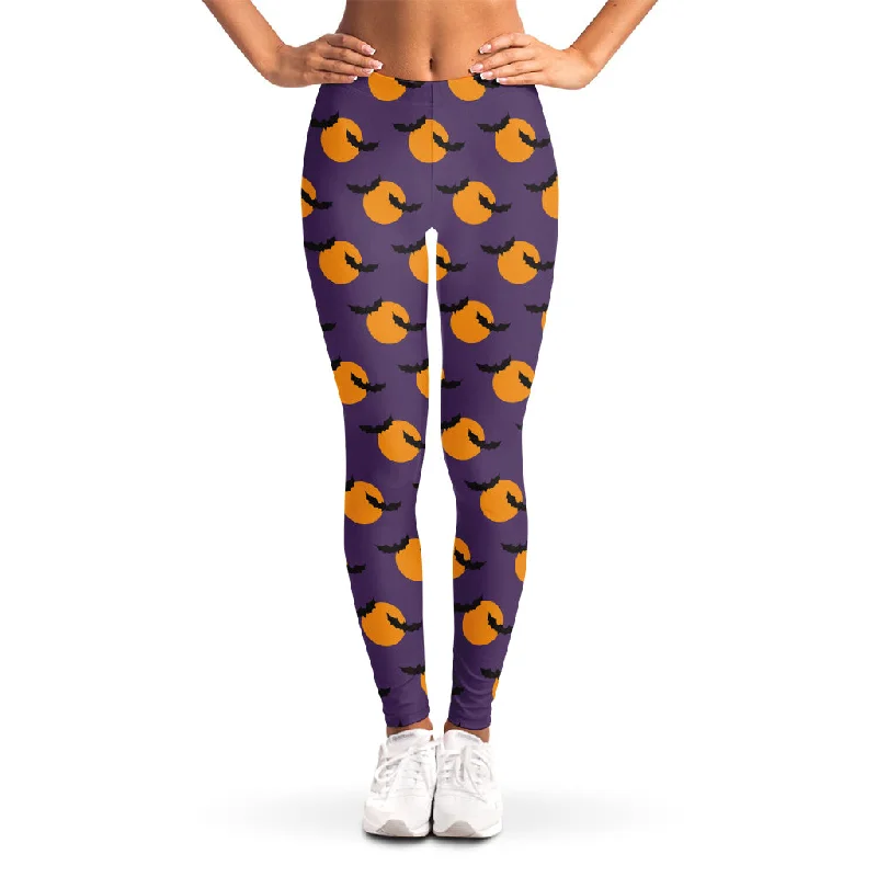 Huge Savings Halloween Bat And Moon Pattern Print Women's Leggings