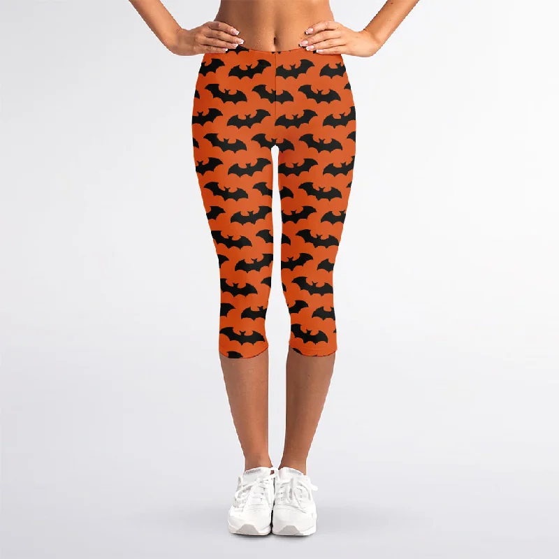Loyalty Reward Halloween Bat Pattern Print Women's Capri Leggings