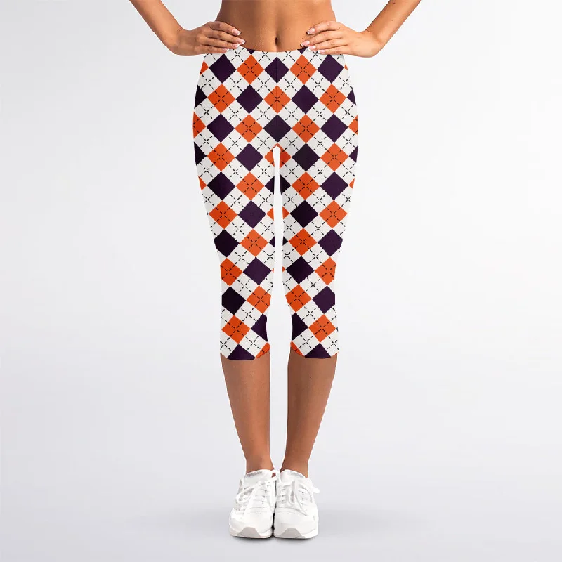 Clearance Event Halloween Checked Pattern Print Women's Capri Leggings