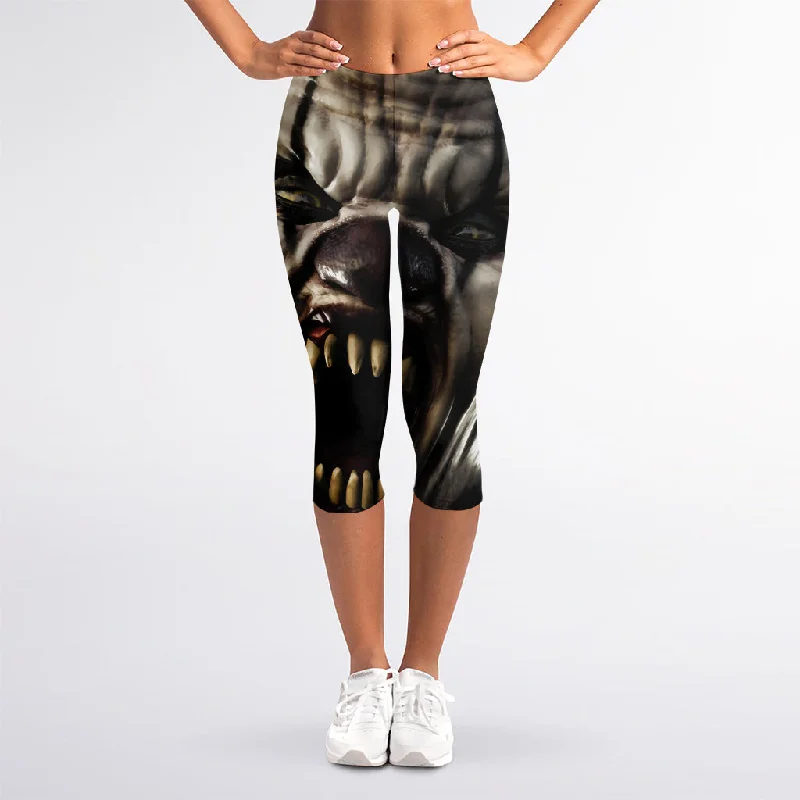 Last Chance Halloween Clown Print Women's Capri Leggings
