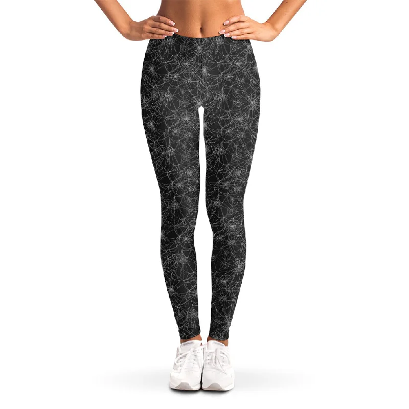 Shop and Save Halloween Cobweb Pattern Print Women's Leggings