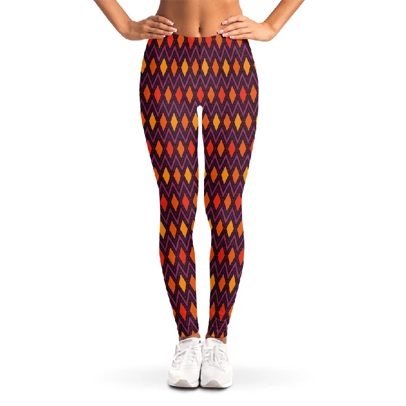 Instant Discount Halloween Diamond Shape Pattern Print Women's Leggings