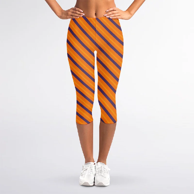 New Deals Halloween Line Pattern Print Women's Capri Leggings